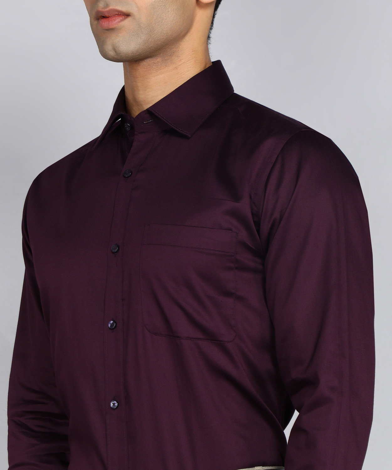 Image of Raymond Men Solid Formal Purple Shirt