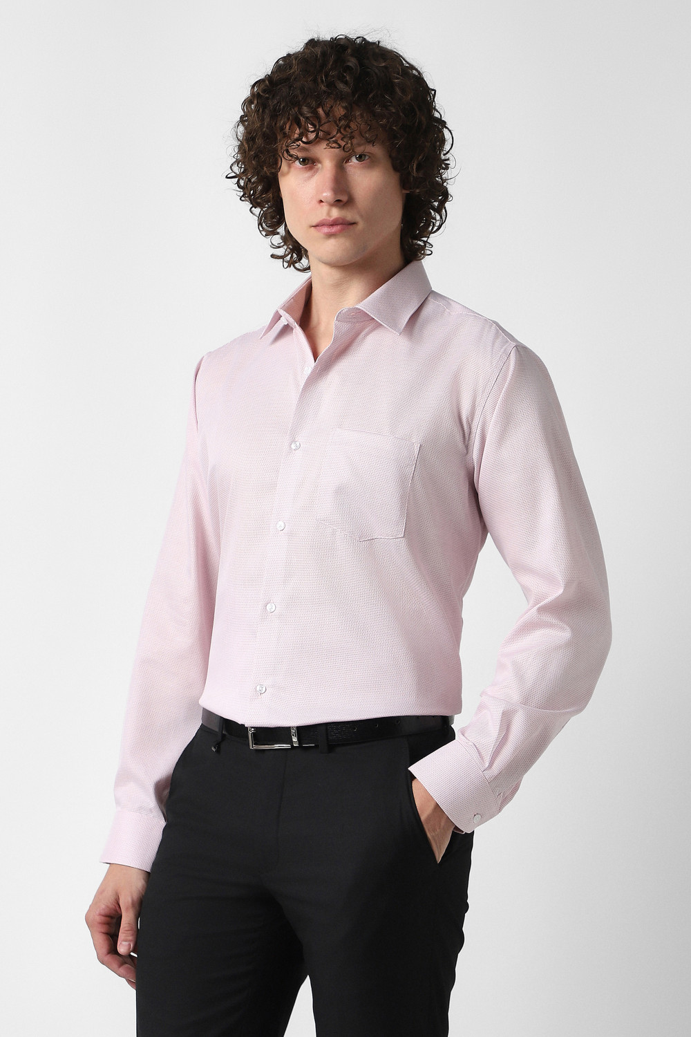 Image of VAN HEUSEN Men Regular Fit Self Design Formal Shirt