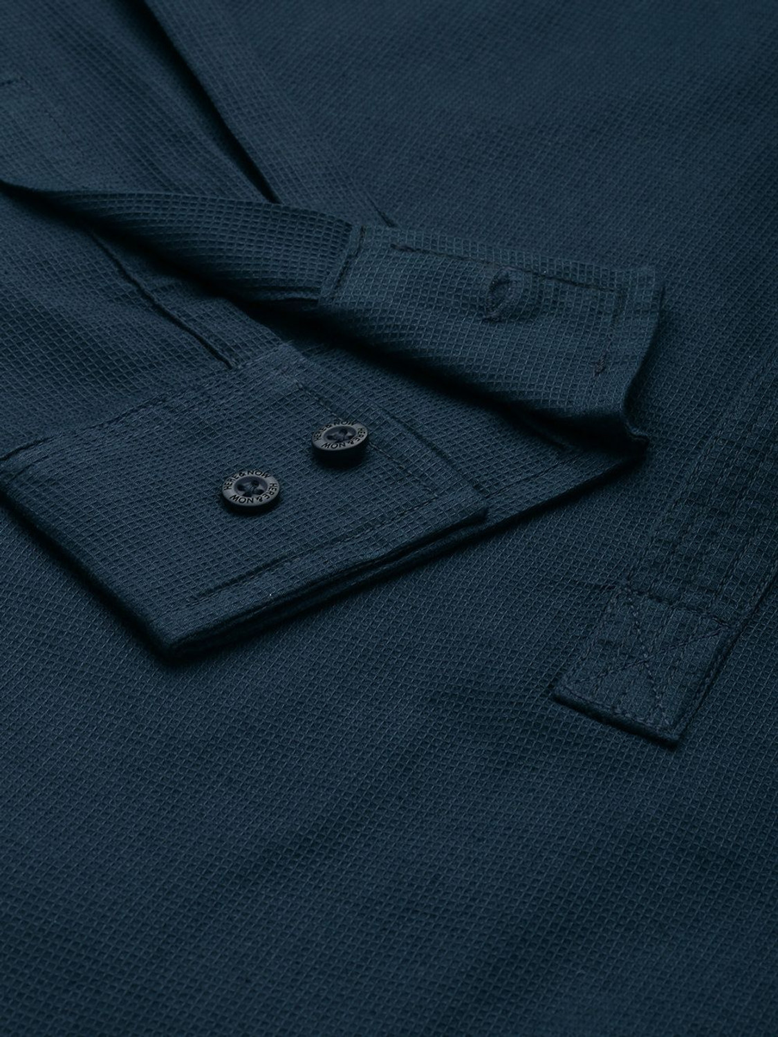 Image of HERE&NOW Men Solid Casual Blue Shirt