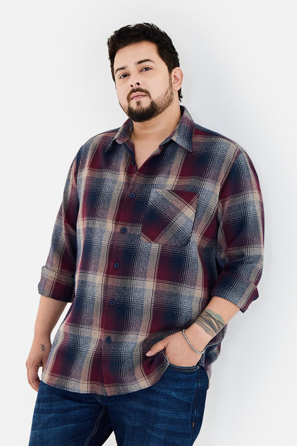 Snitch Men Checkered Casual Maroon Shirt - Buy Snitch Men