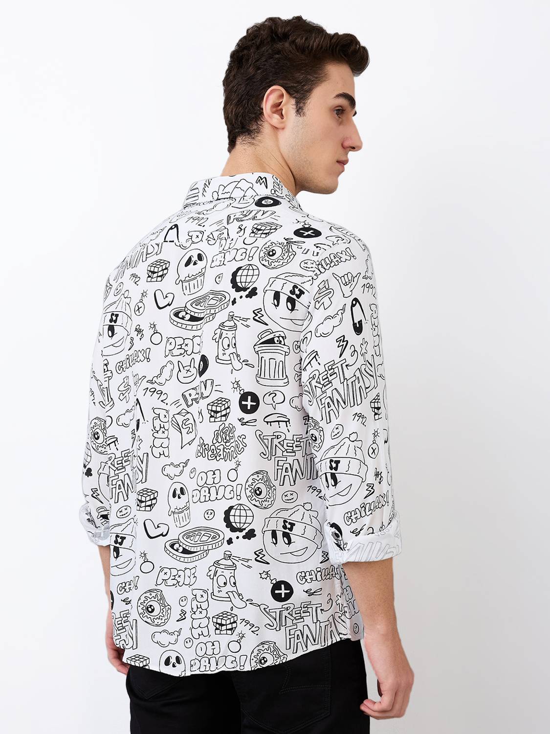 Spykar Men White Printed Casual Shirt - Image 2