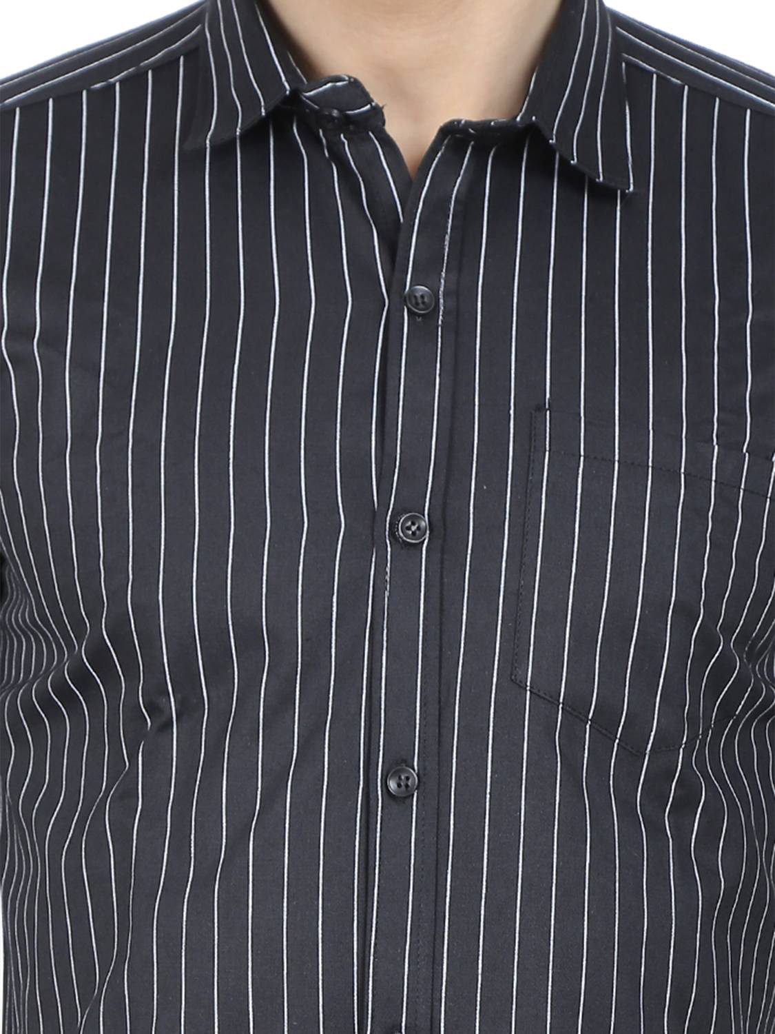 LRK Men Striped Casual Black Shirt - Image 4