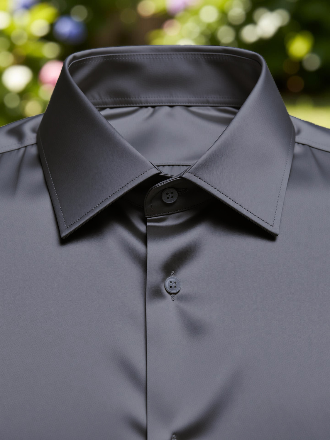 Image of SOLSTICE Men Solid Formal Grey Shirt