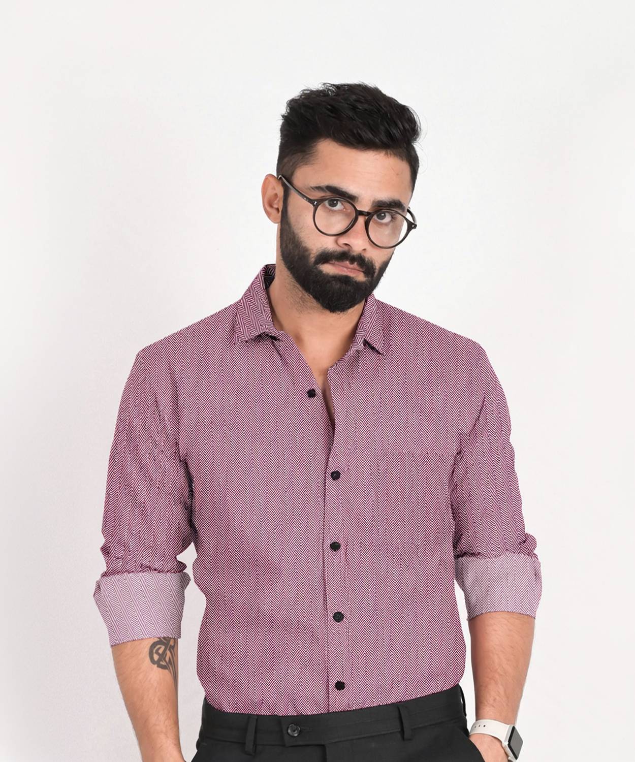 ROOP MISHREE Men Printed Casual Maroon Shirt