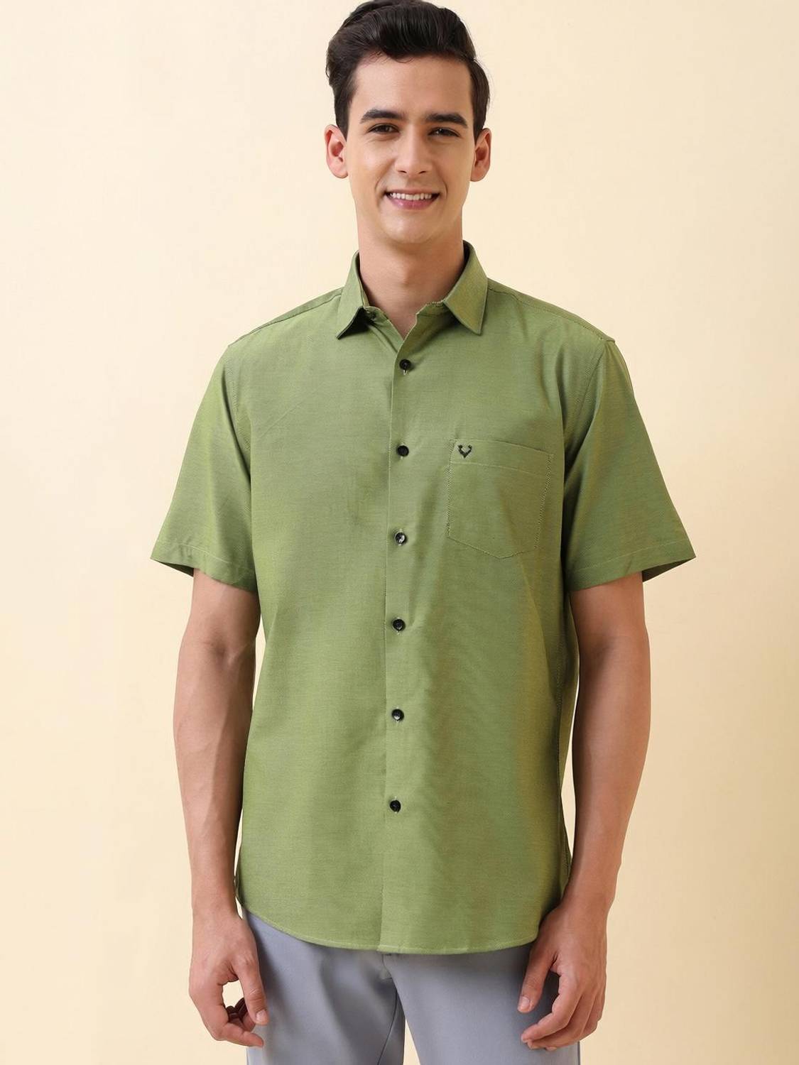 Allen Solly Men Solid Casual Green Shirt