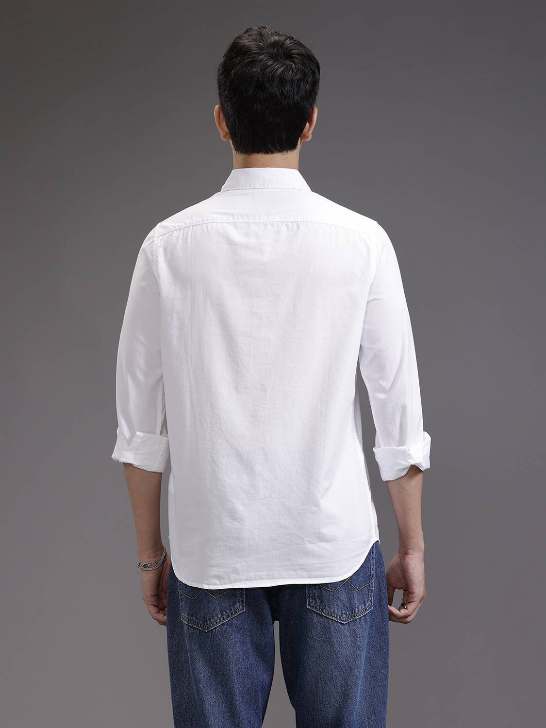 WROGN Men Solid Casual White Shirt - Image 3