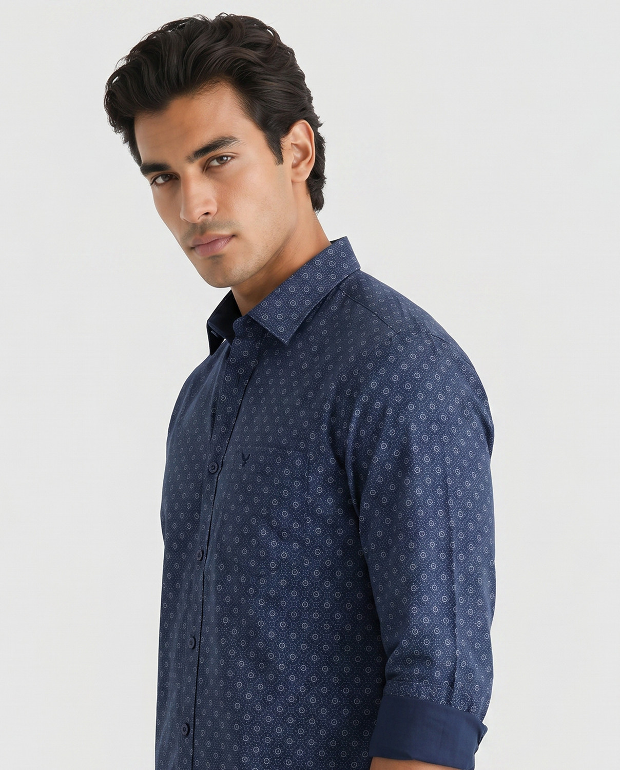 Image of Blackberrys Men Printed Casual Blue Shirt