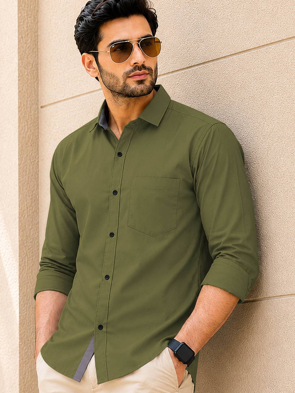 VeBNoR Men Green Casual Shirt - Image 2