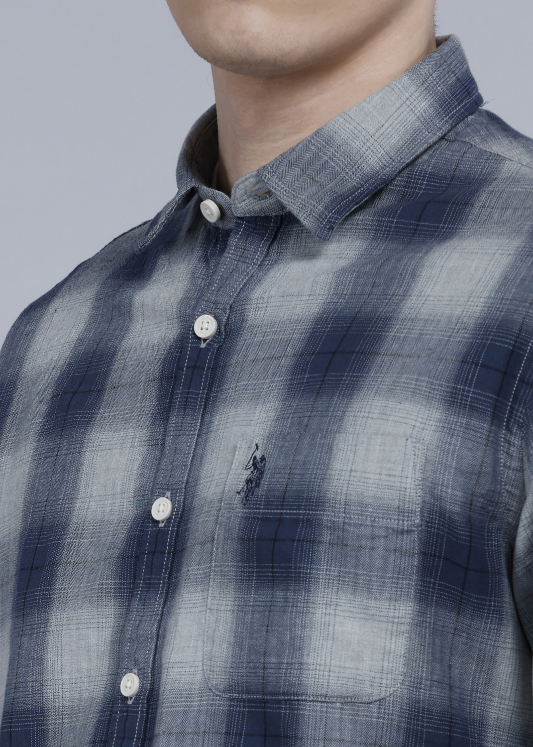 Image of U.S. Polo Assn. Denim Co. Men Checkered Casual Blue, Grey Shirt
