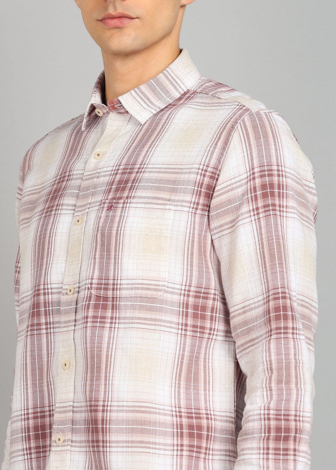 Image of KILLER Men Checkered Casual Pink Shirt