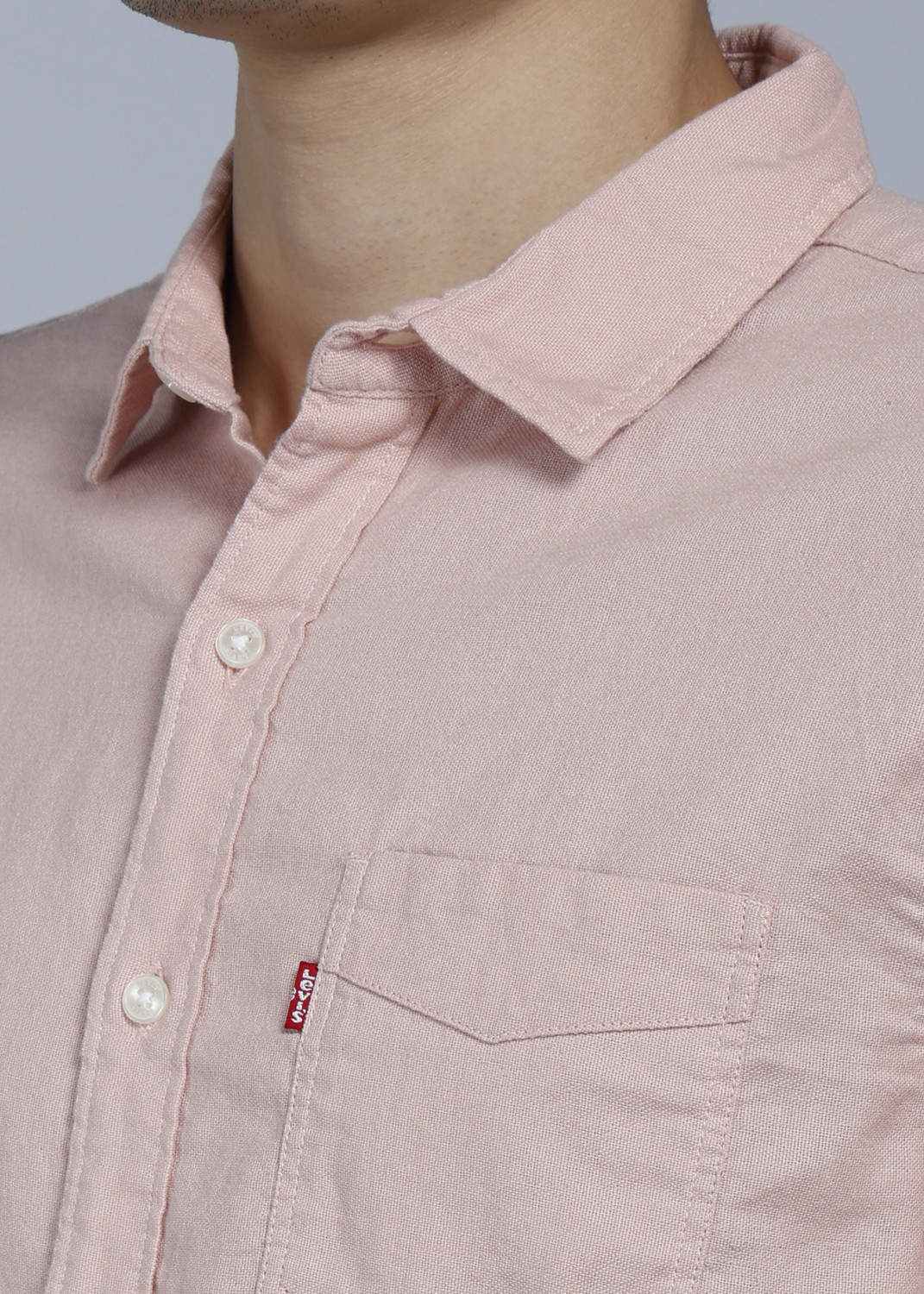 Image of LEVI'S Men Solid Casual Pink Shirt
