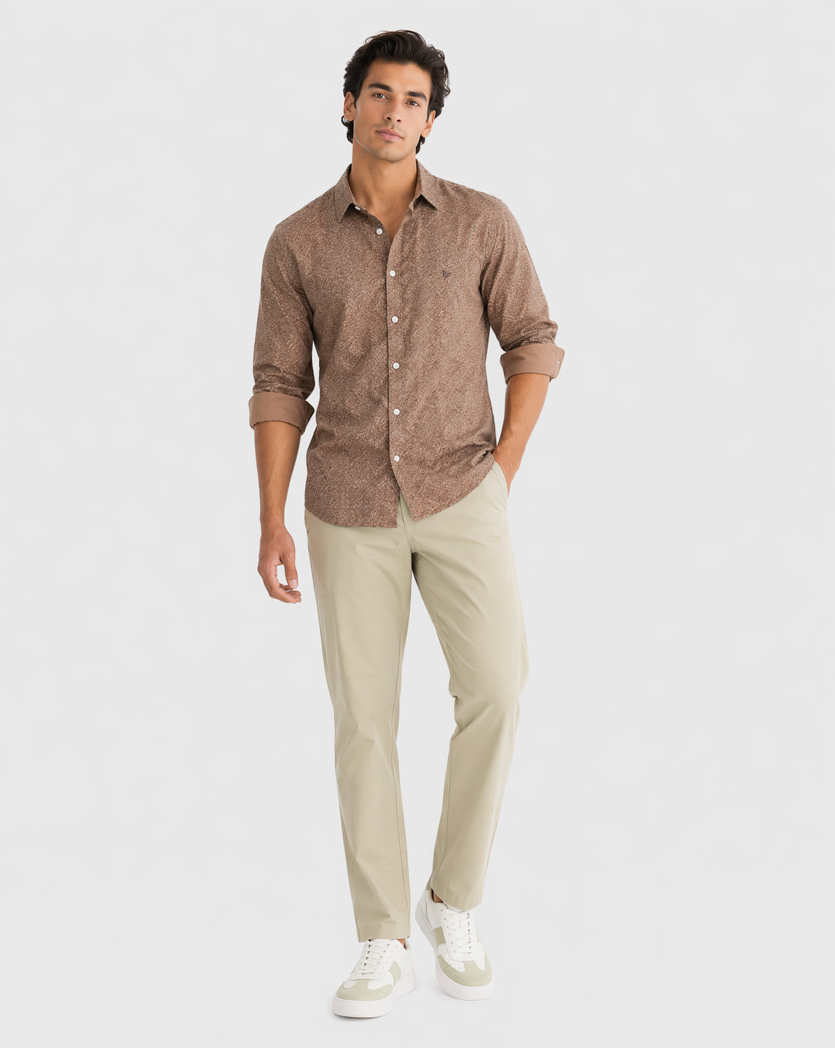 Image of Blackberrys Men Printed Casual Brown Shirt