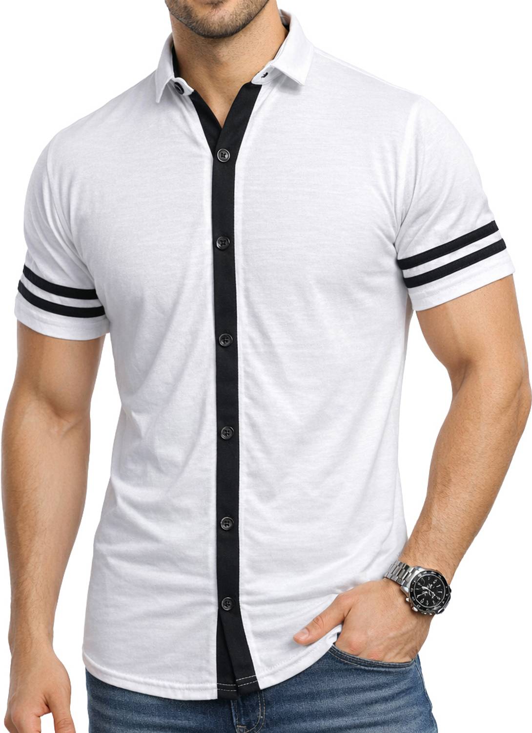 Lawful Casual Men Solid Casual White Shirt