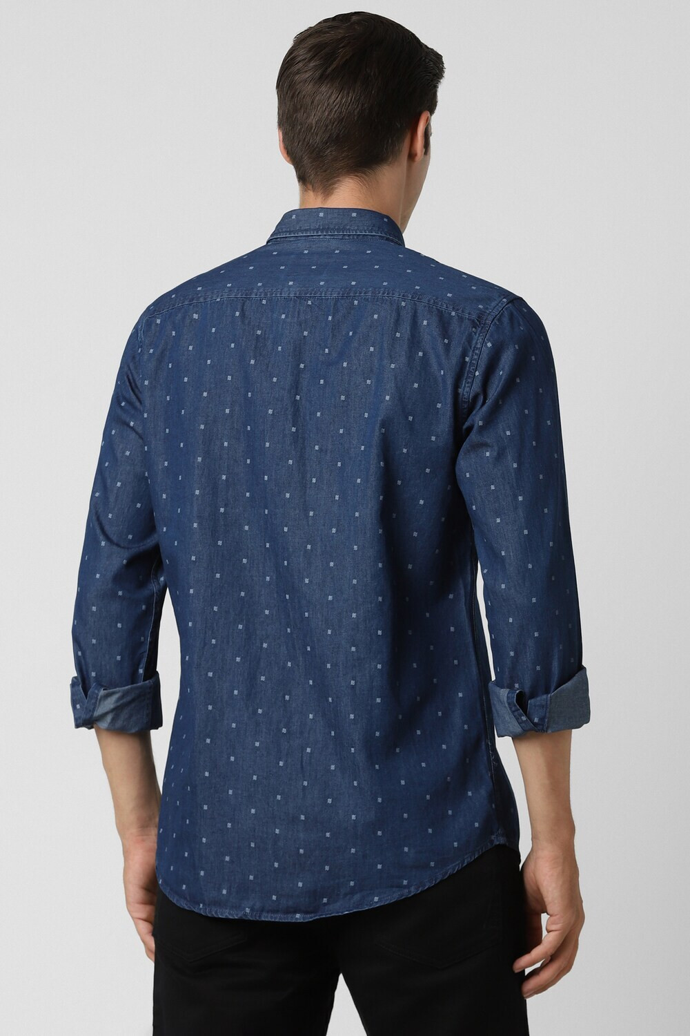 Image of PETER ENGLAND Men Printed Casual Blue Shirt