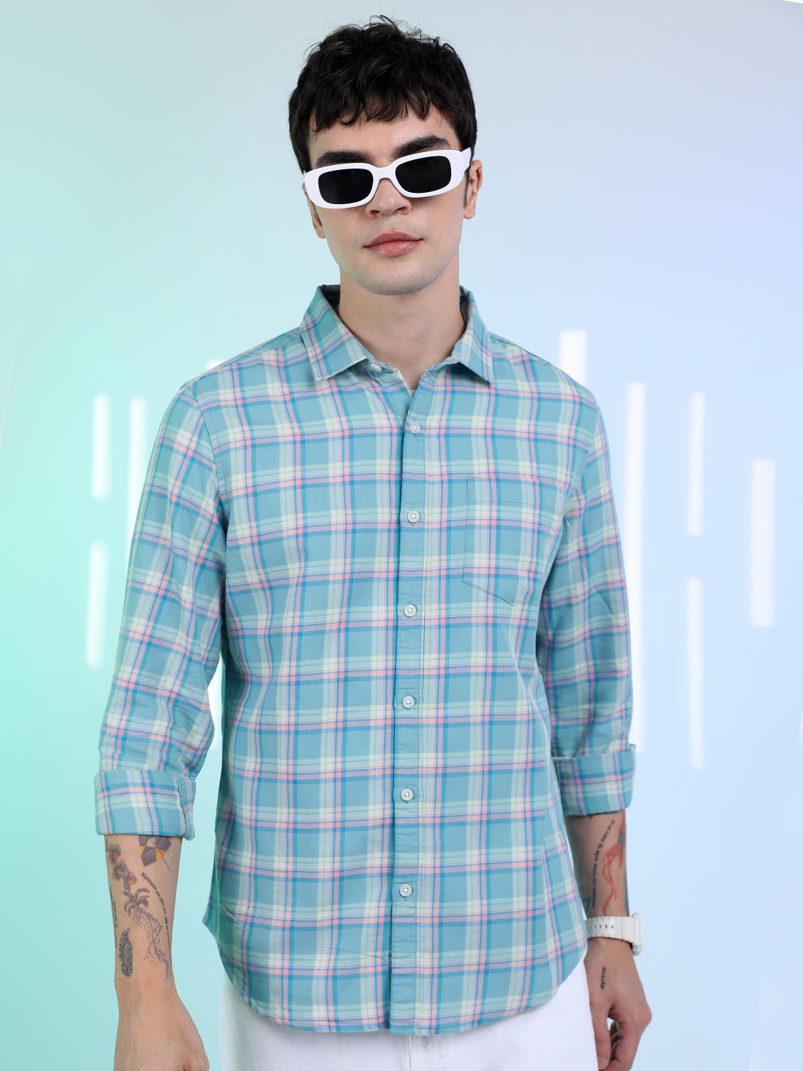 Image of HIGHLANDER Men Checkered Casual Multicolor Shirt