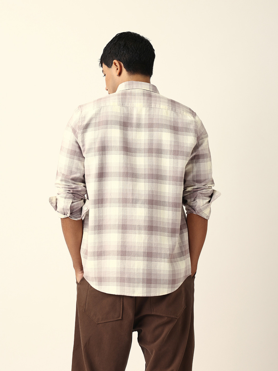 Image of THE BEAR HOUSE Men Checkered Casual Pink Shirt