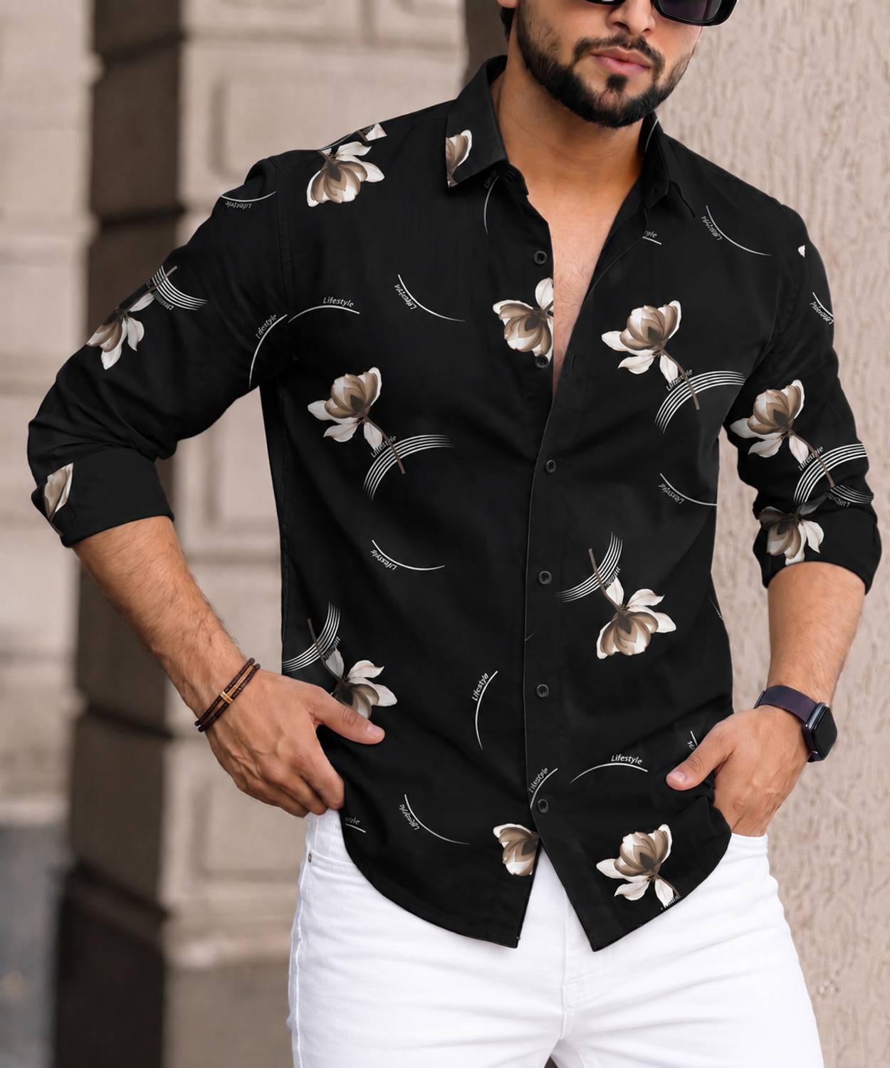 Poltern Men Black, Red Printed Casual Shirt - Image 5