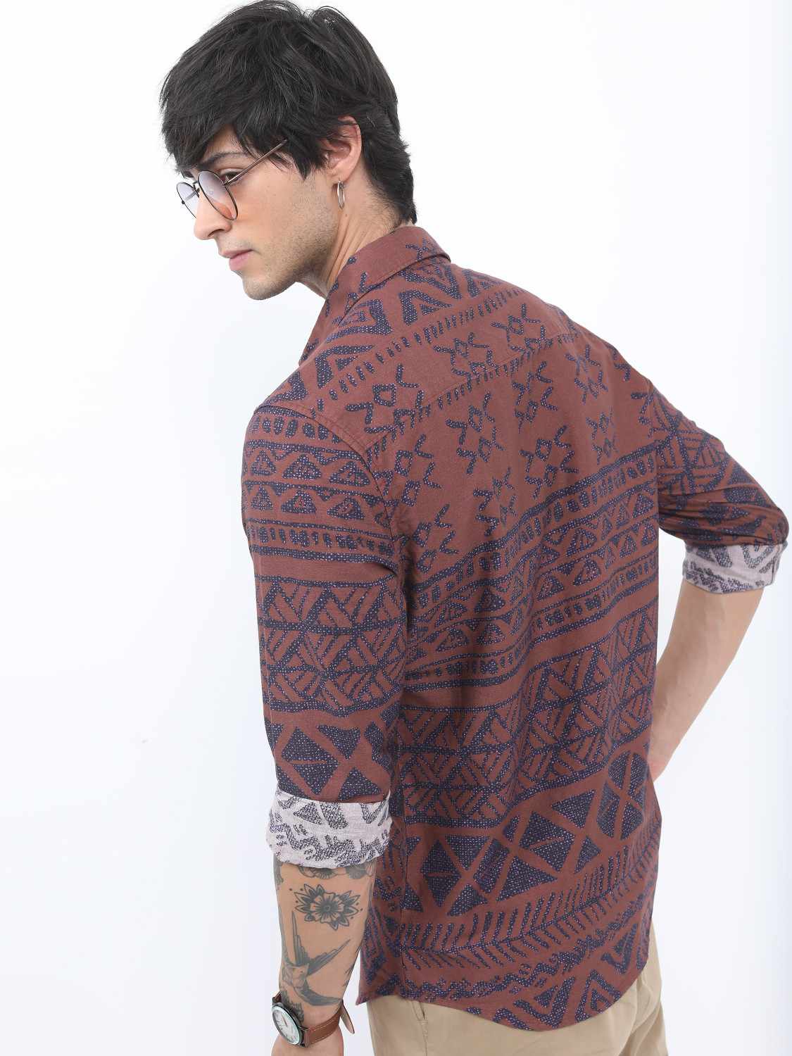 Image of KETCH Men Graphic Print Casual Brown, Blue Shirt