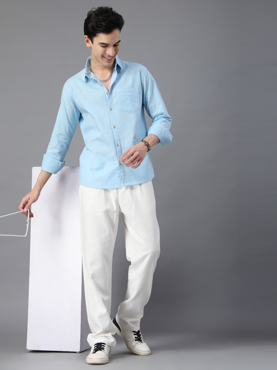 Image of Majestic Man Men Slim Fit Solid Spread Collar Casual Shirt