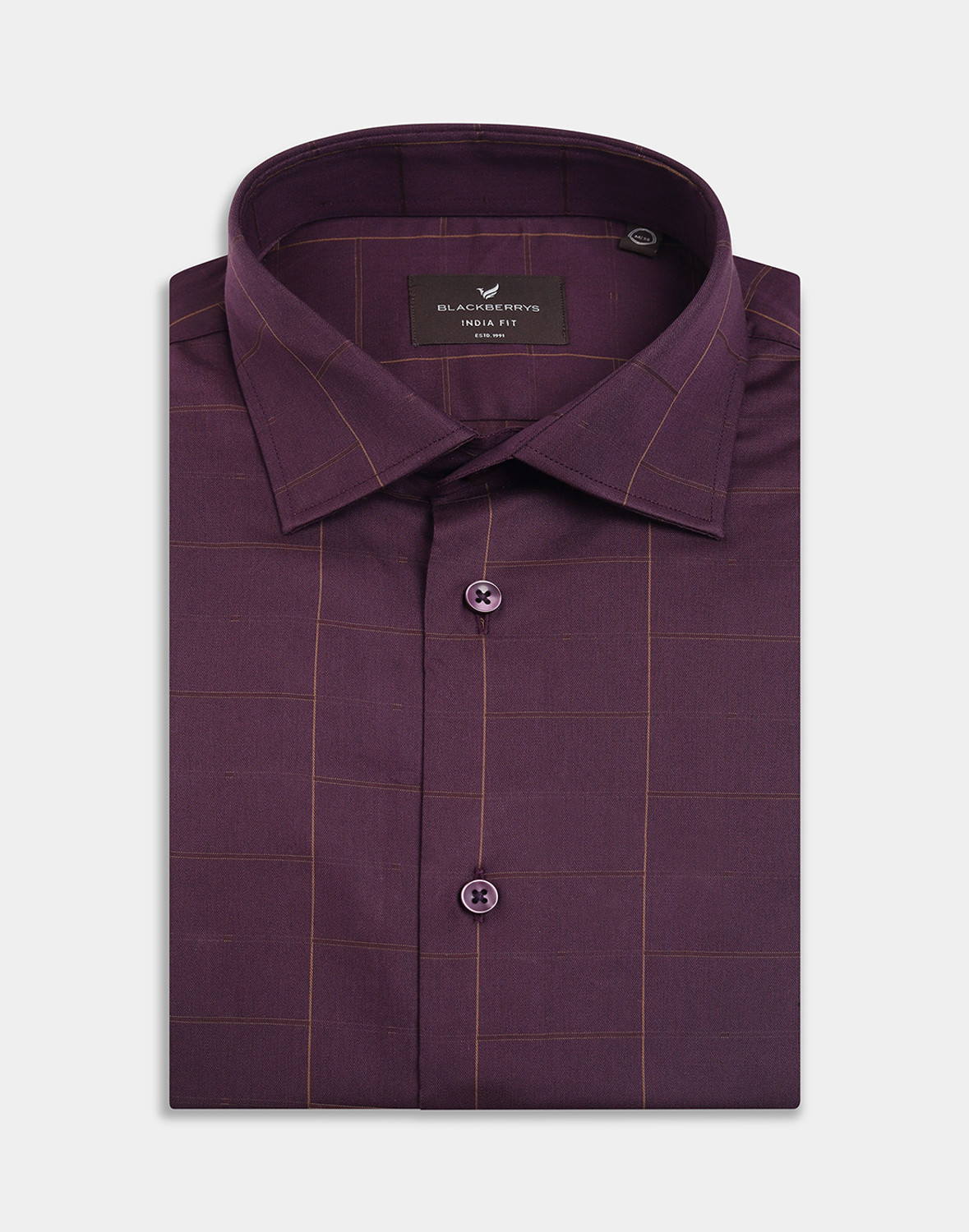 Image of Blackberrys Men Checkered Formal Maroon Shirt