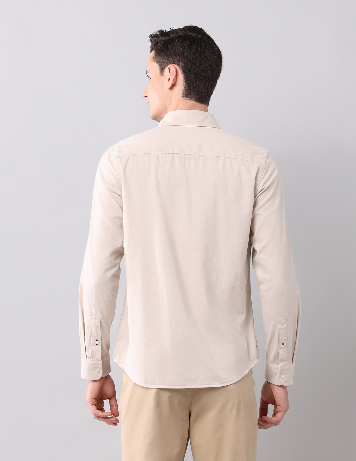 Image of U.S. POLO ASSN. Men Solid Casual Beige Shirt