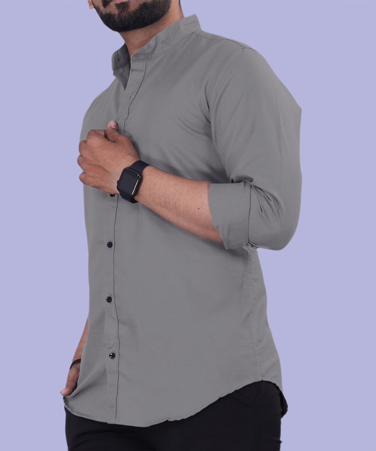 Image of IMANFASHION Men Solid Casual Grey Shirt