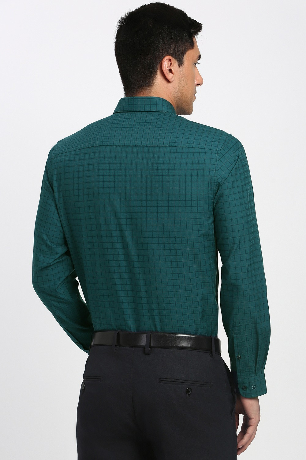 Image of PETER ENGLAND Men Checkered Formal Green Shirt