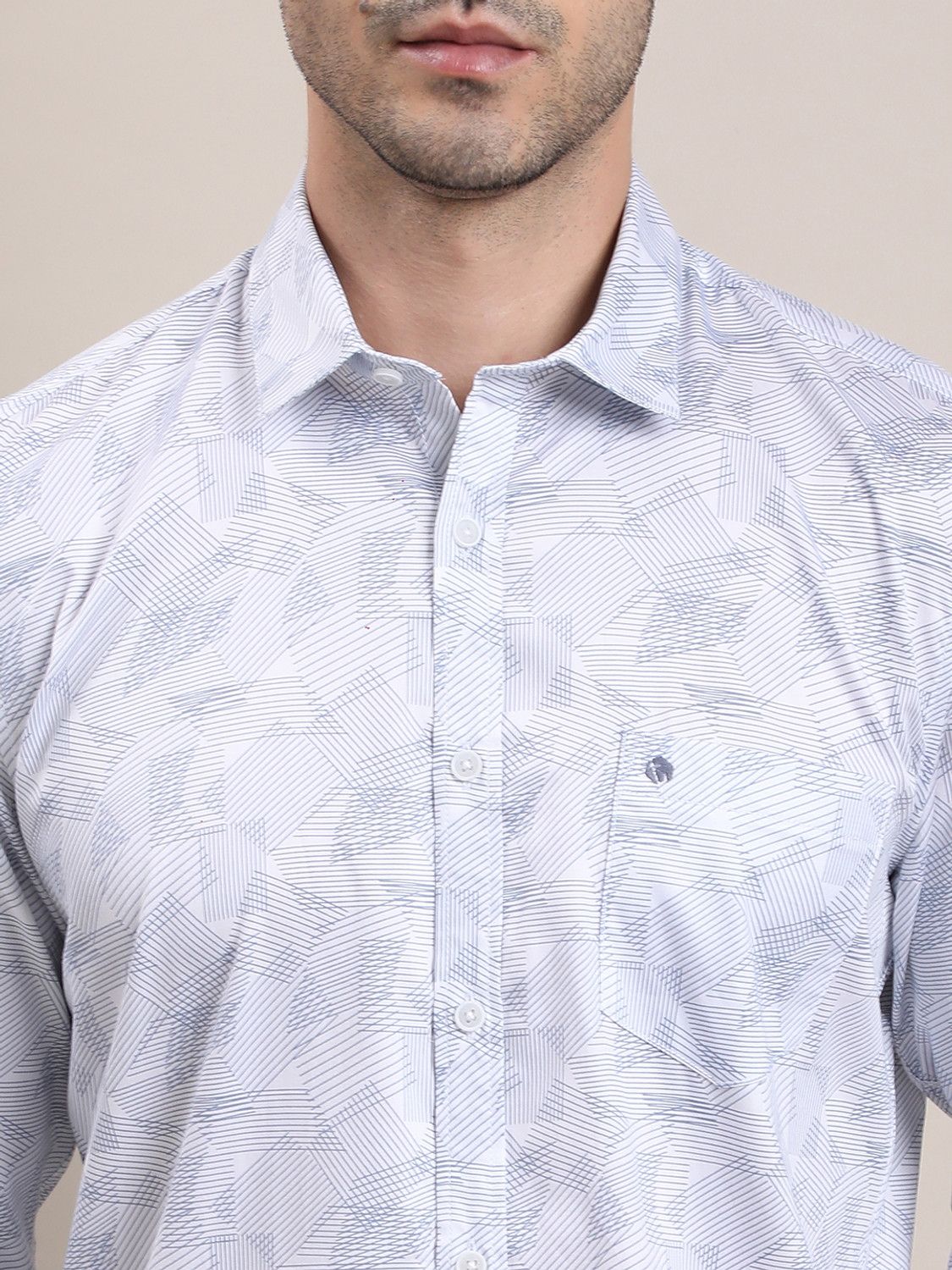 Image of TURTLE Men Printed Casual Light Blue Shirt