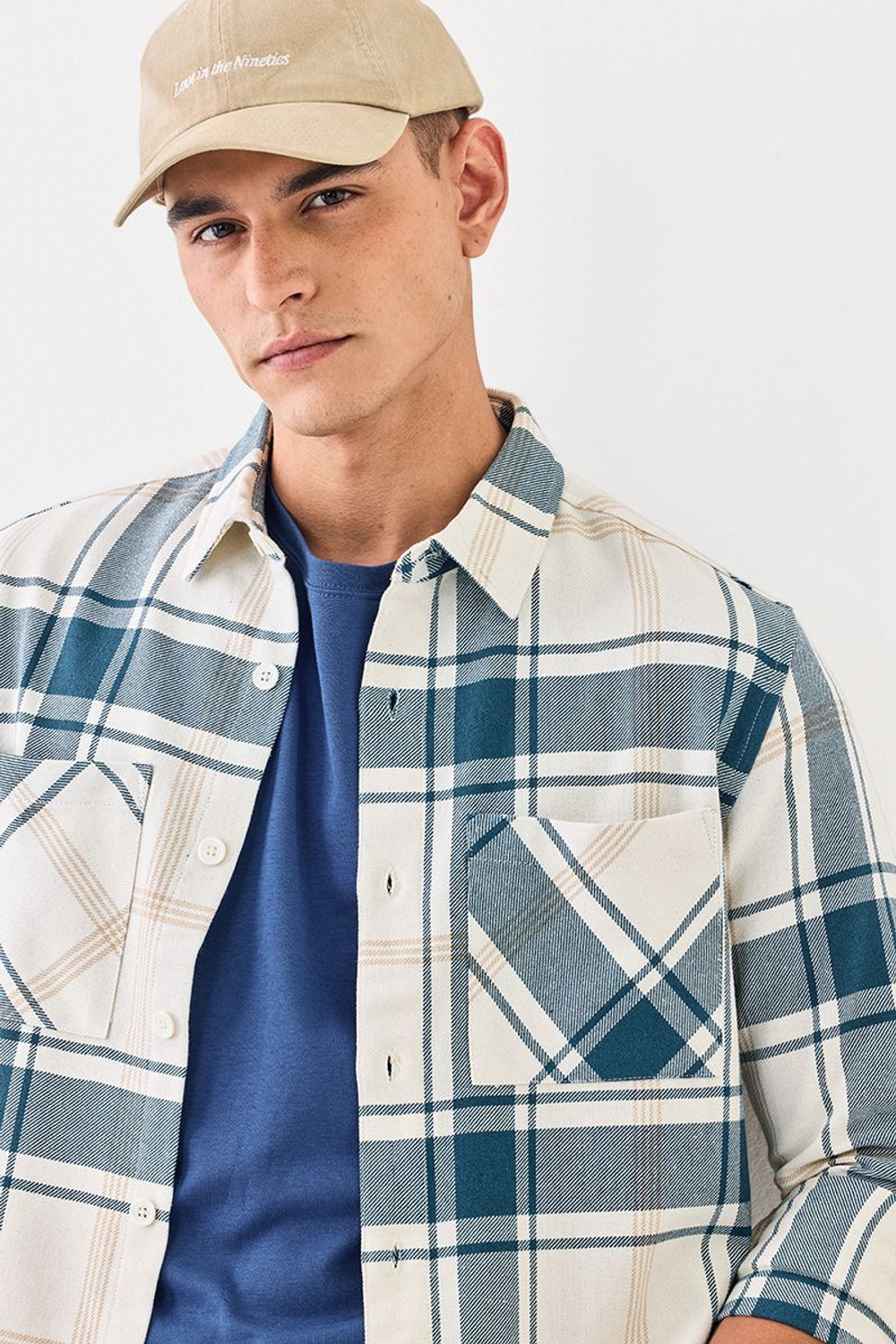 Image of Snitch Men Checkered Casual Blue Shirt