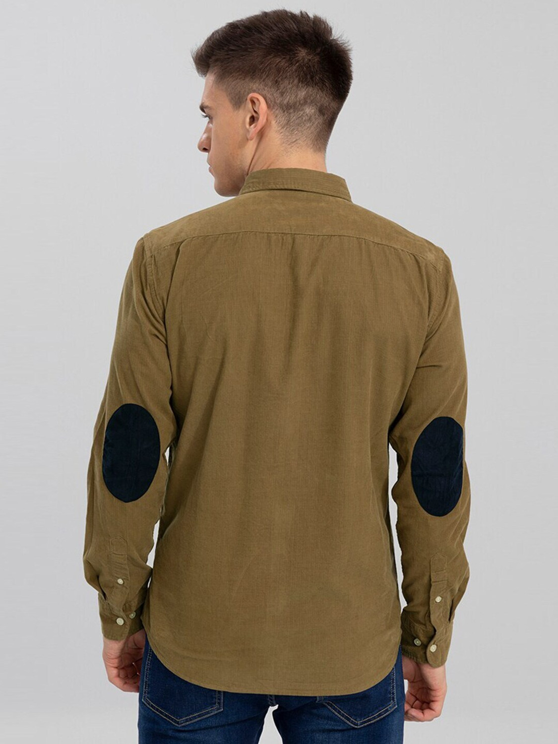 Image of Snitch Men Solid Casual Brown Shirt