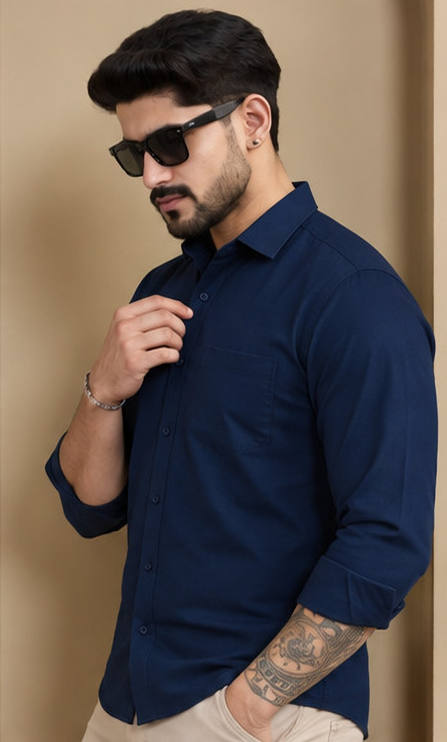 Image of Moda Rapido Men Solid Formal Blue Shirt