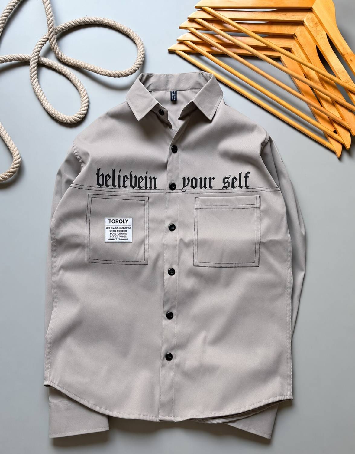 TOROLY Men Grey Printed Casual Shirt - Image 1