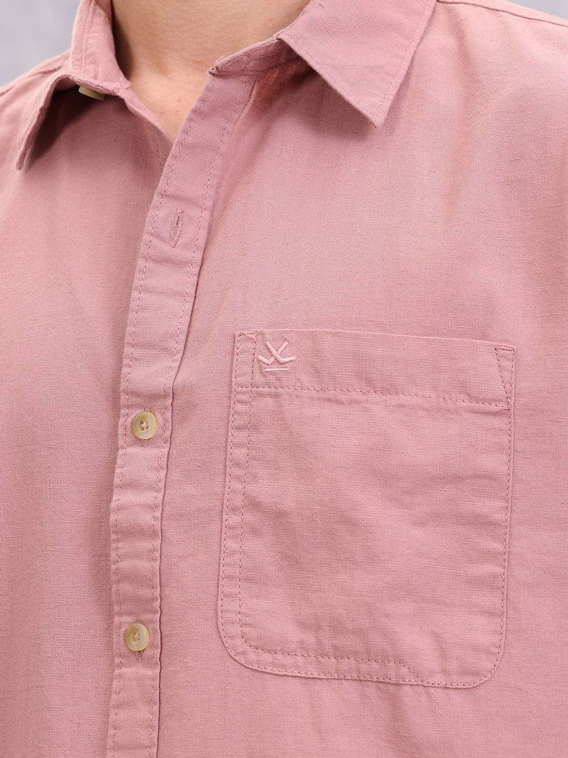 WROGN Men Solid Casual Pink Shirt - Image 5