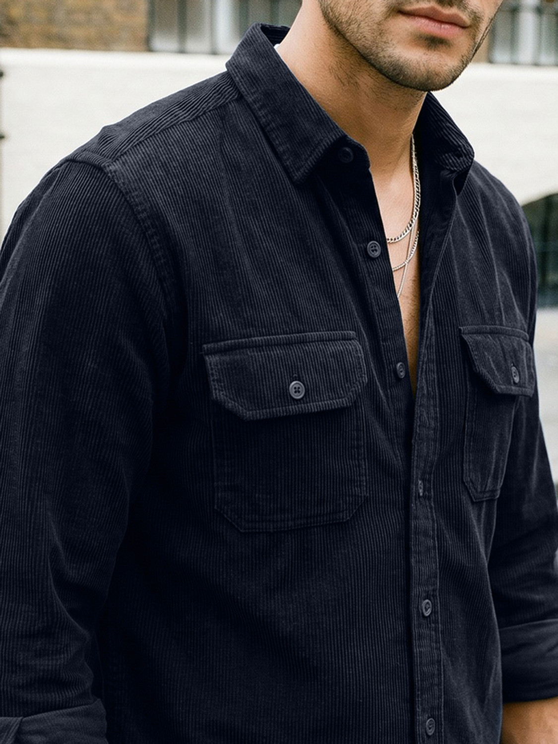 Image of Urbano Fashion Men Self Design Casual Dark Blue Shirt