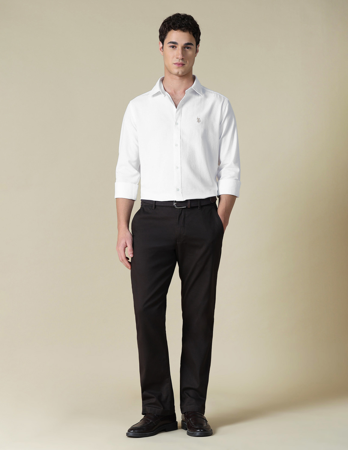 Image of U.S. POLO ASSN. Men Tailored Fit Printed Spread Collar Casual Shirt