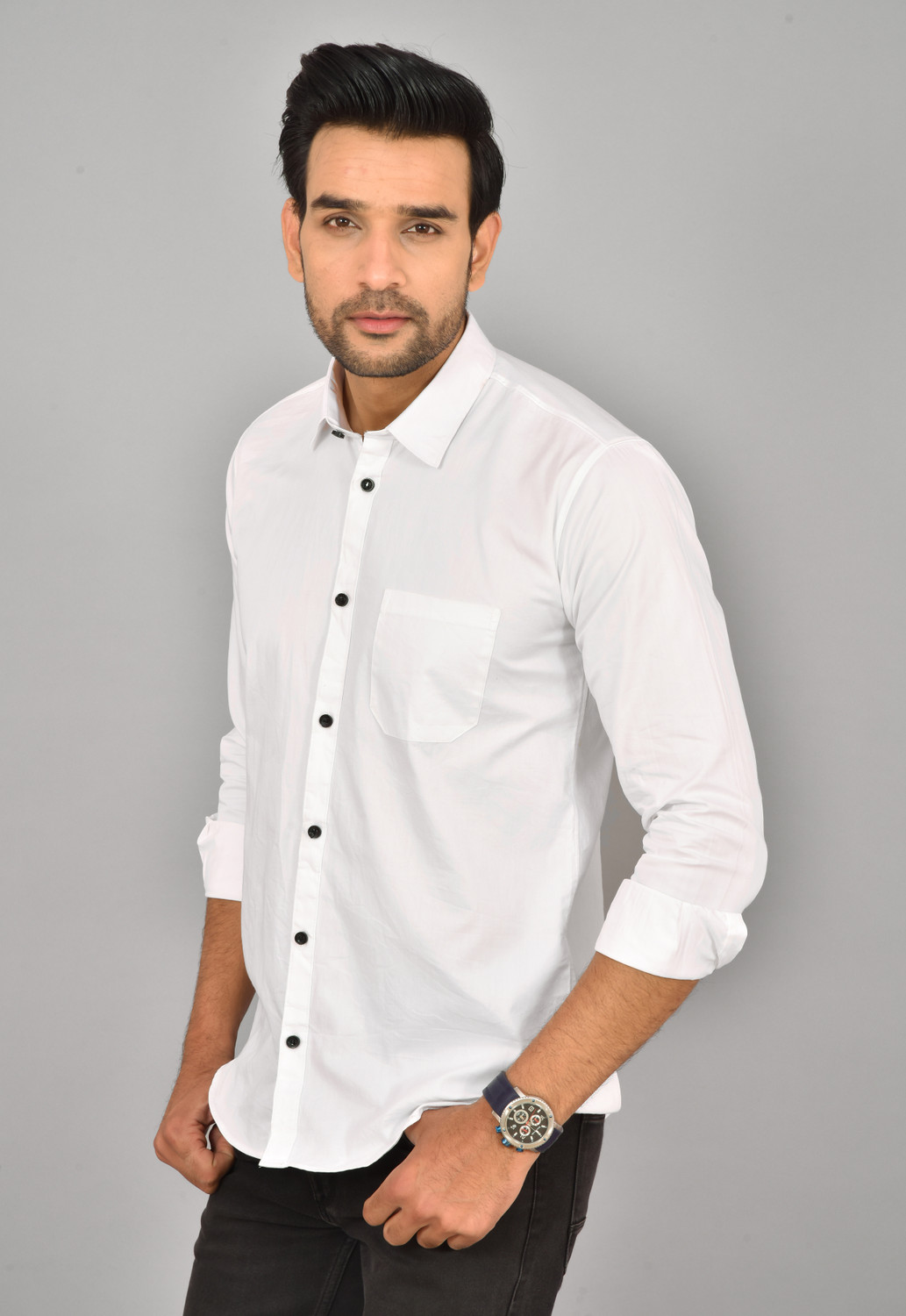 Image of HEMS Men Solid Casual Multicolor Shirt