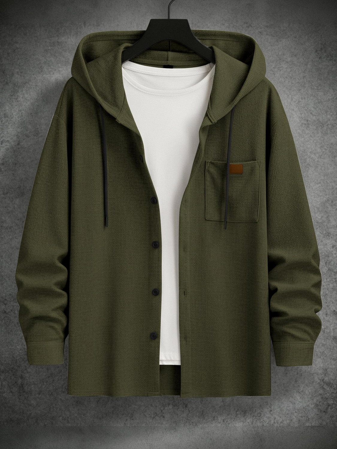 Image of vamikacreationn Men Solid Casual Green Shirt