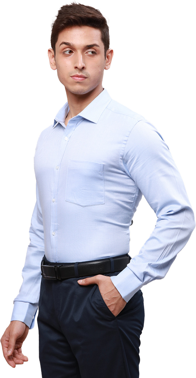 Image of PARK AVENUE Men Self Design Formal Light Blue Shirt