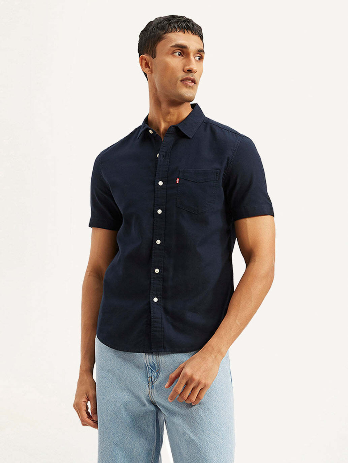 Image of LEVI'S Men Solid Casual Blue Shirt