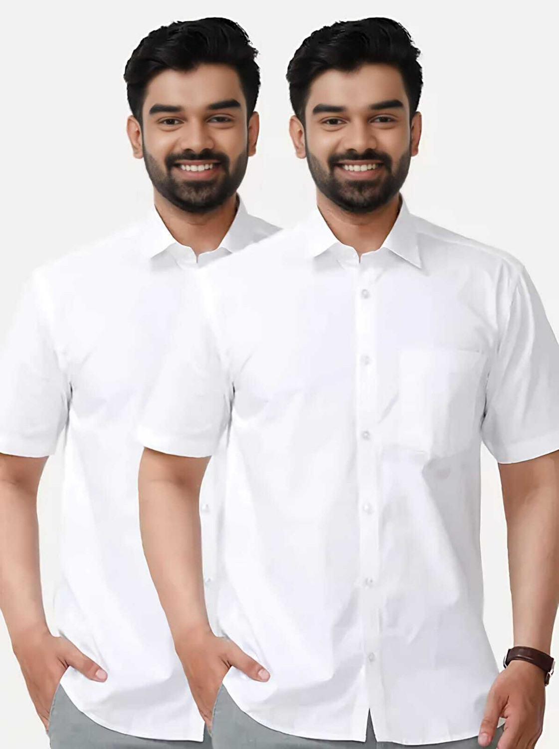 Image of Bakarni Enterprises Men Striped Casual White Shirt
