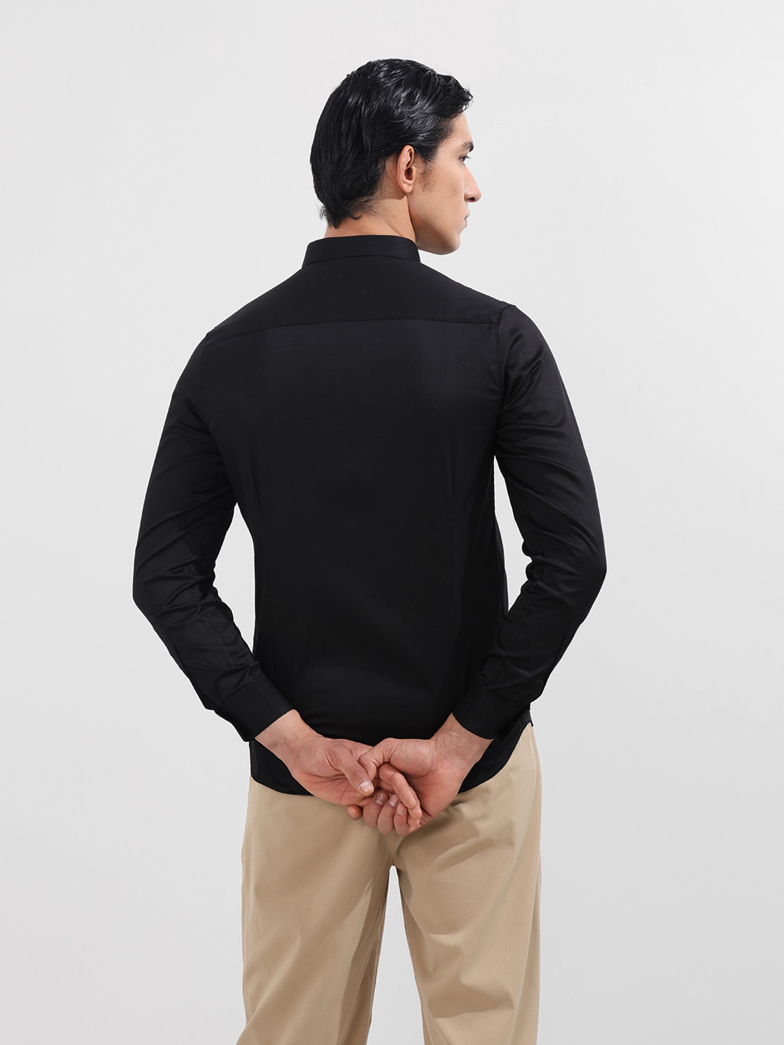 Image of The Indian Garage Co. Men Slim Fit Embellished Cut Away Collar Party Shirt