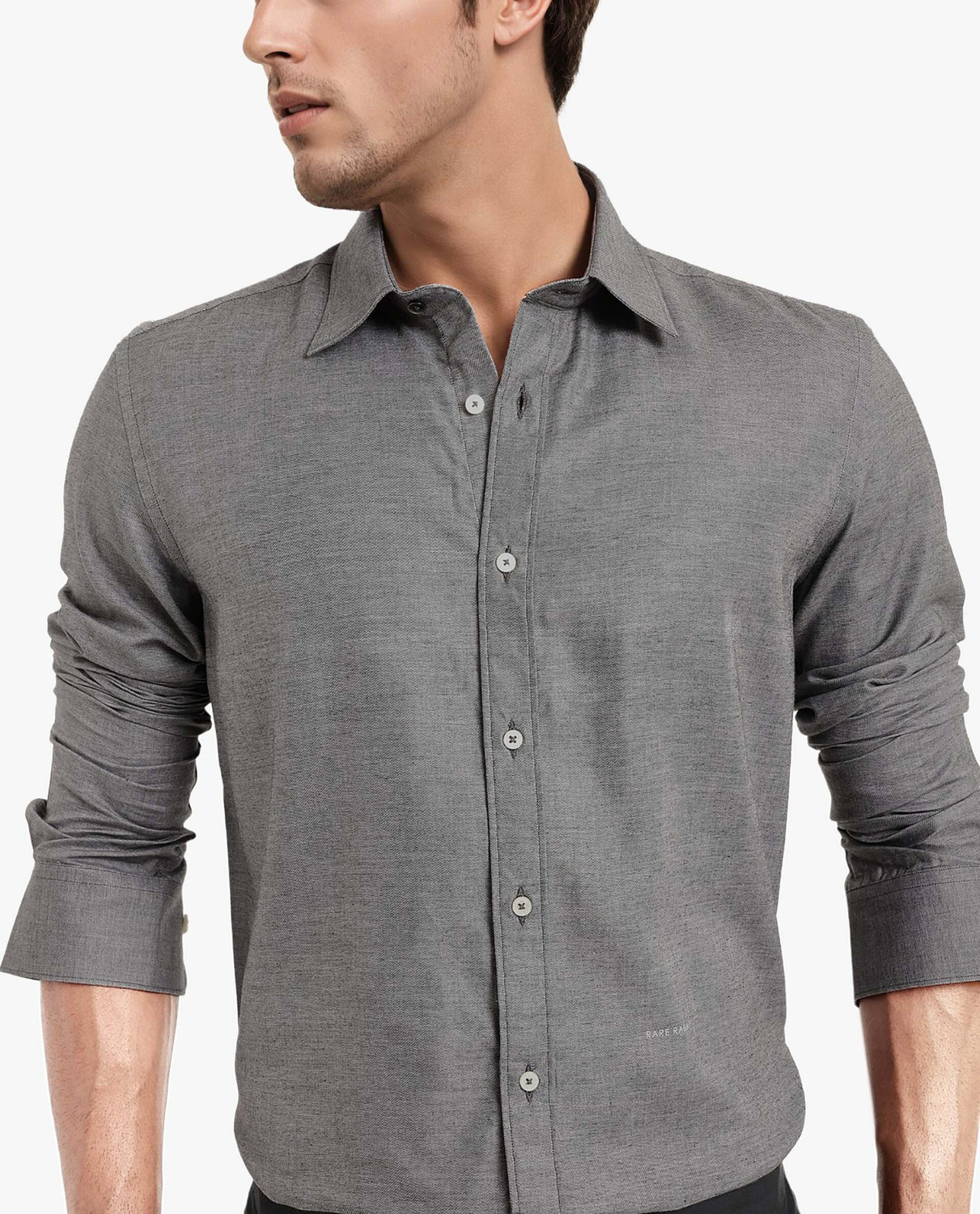 Image of RARE RABBIT Men Solid Casual Black Shirt
