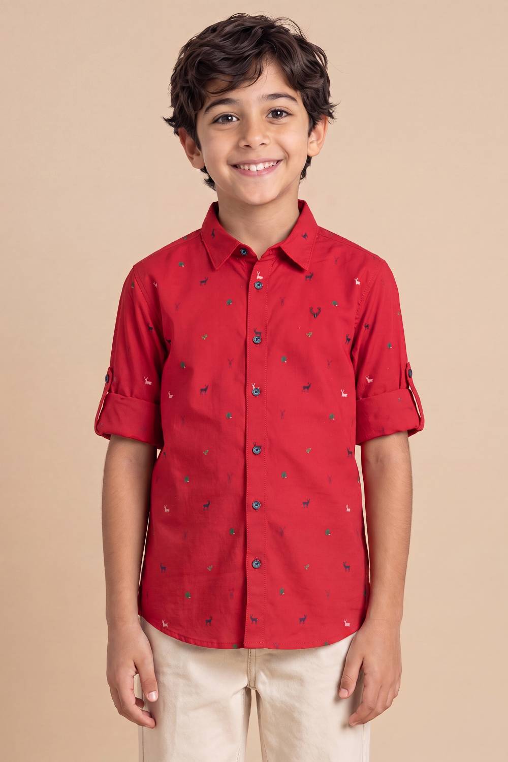 Allen Solly Boys Printed Casual Red Shirt
