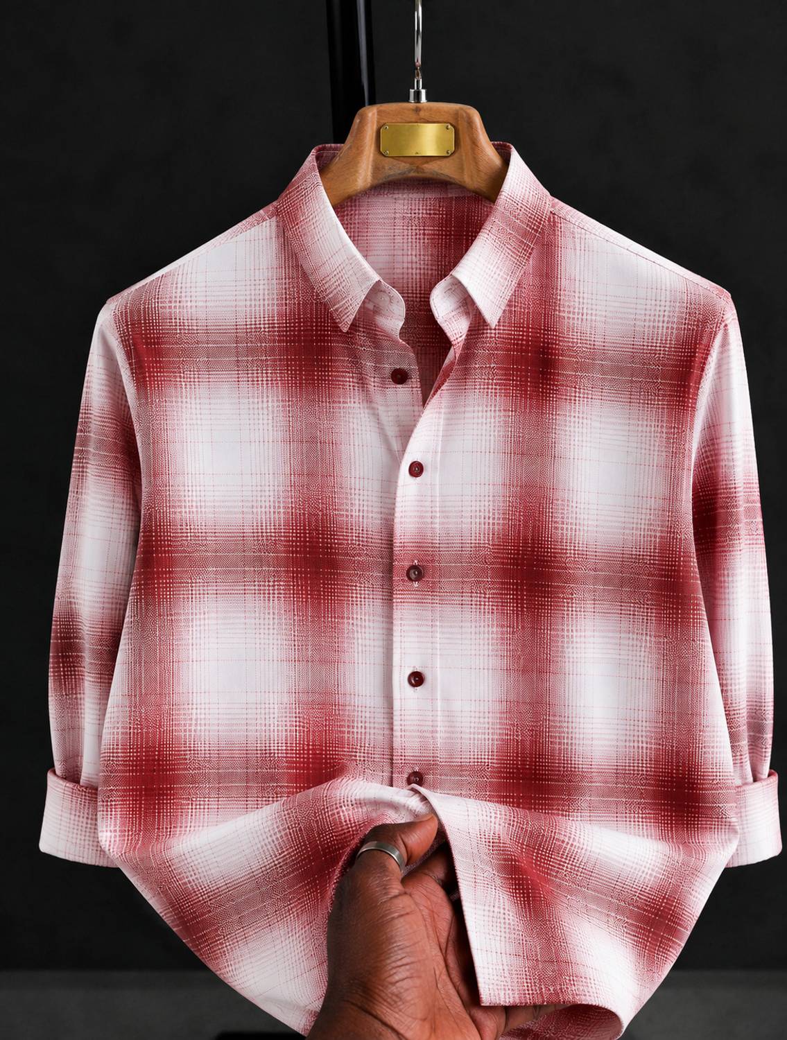 Solbiza Men Checkered Casual White, Red Shirt - Image 1