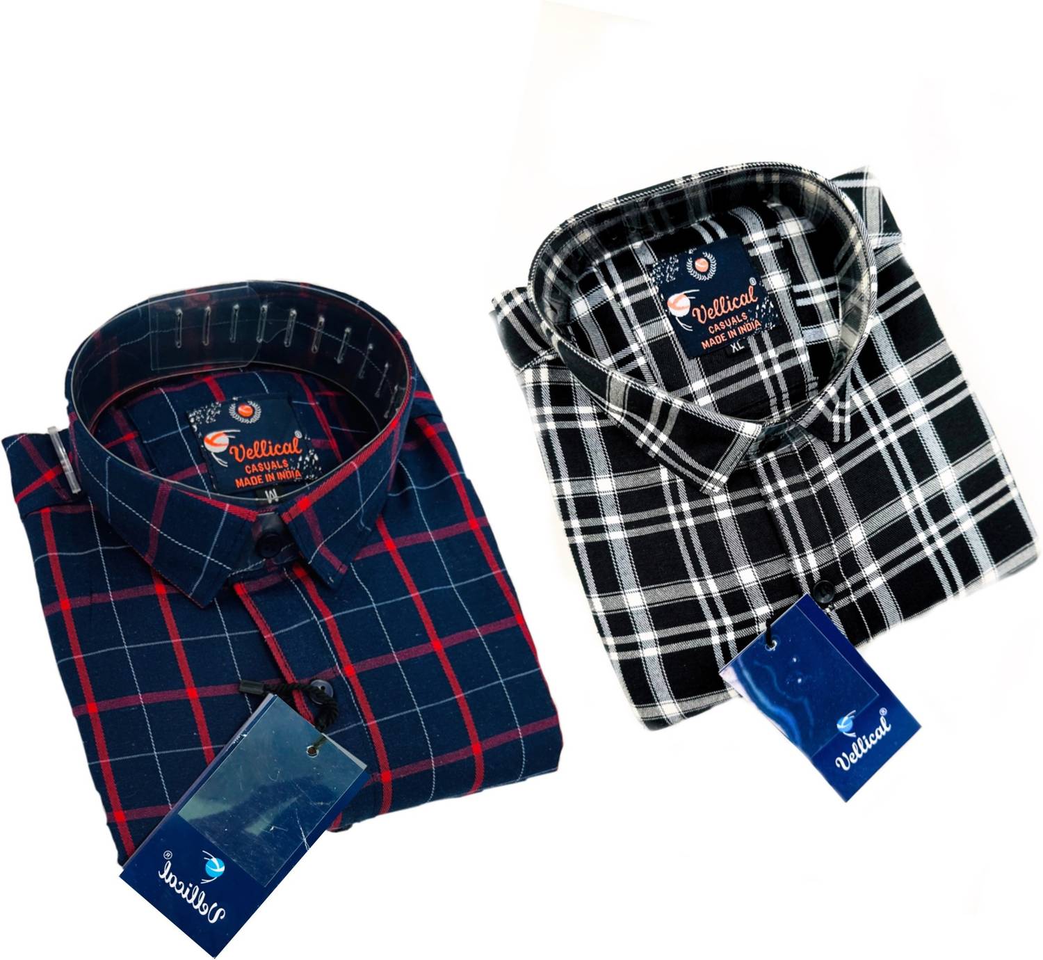 Vellical Men Slim Fit Checkered Spread Collar Casual Shirt (Pack