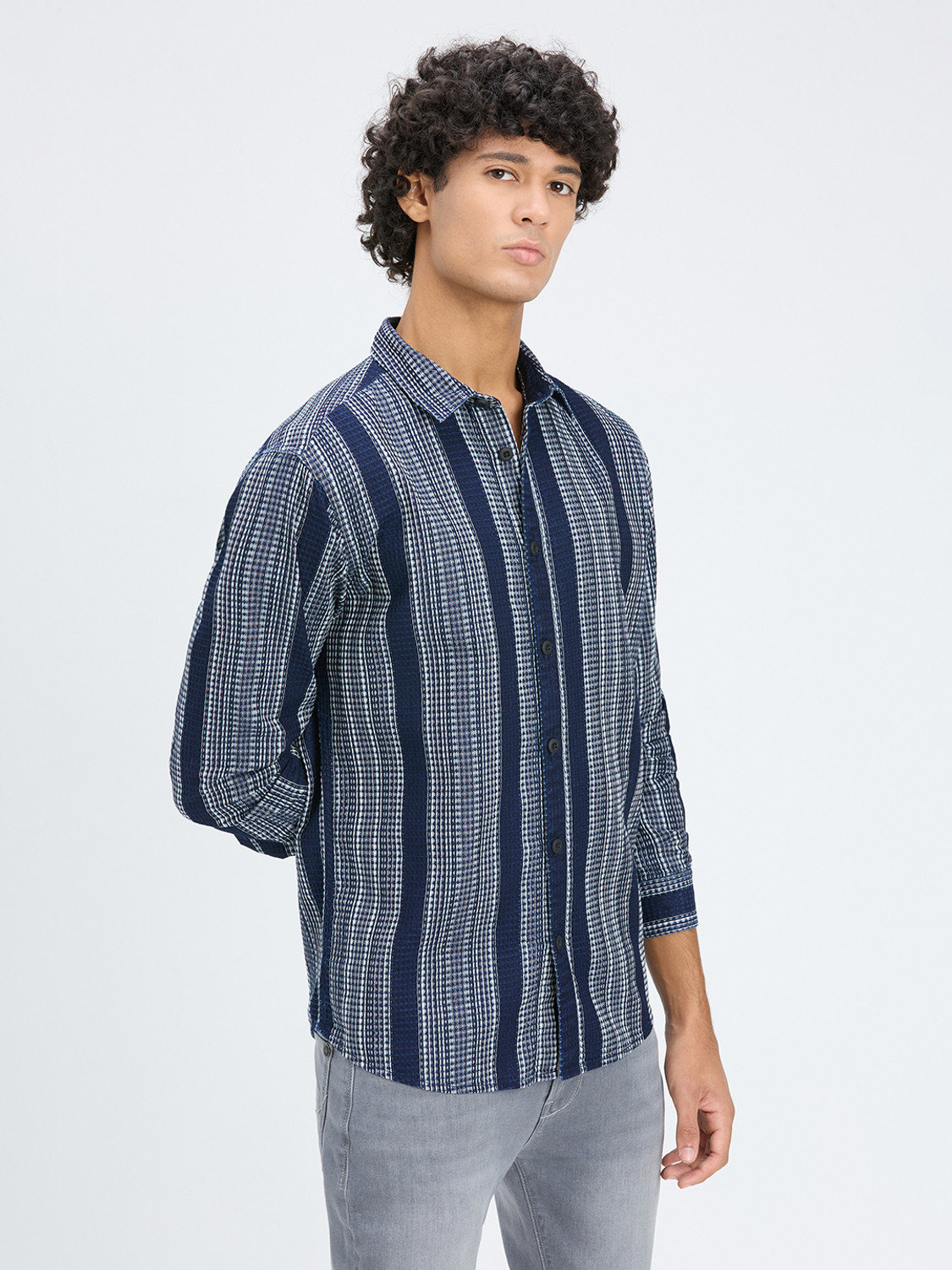 Image of Pepe Jeans Men Striped Casual Blue Shirt