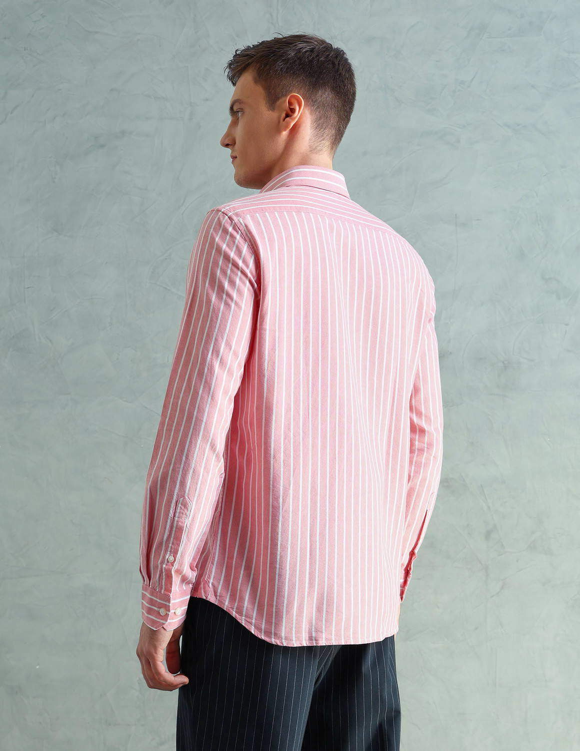 Image of Arrow Sport Men Self Design Casual Pink Shirt