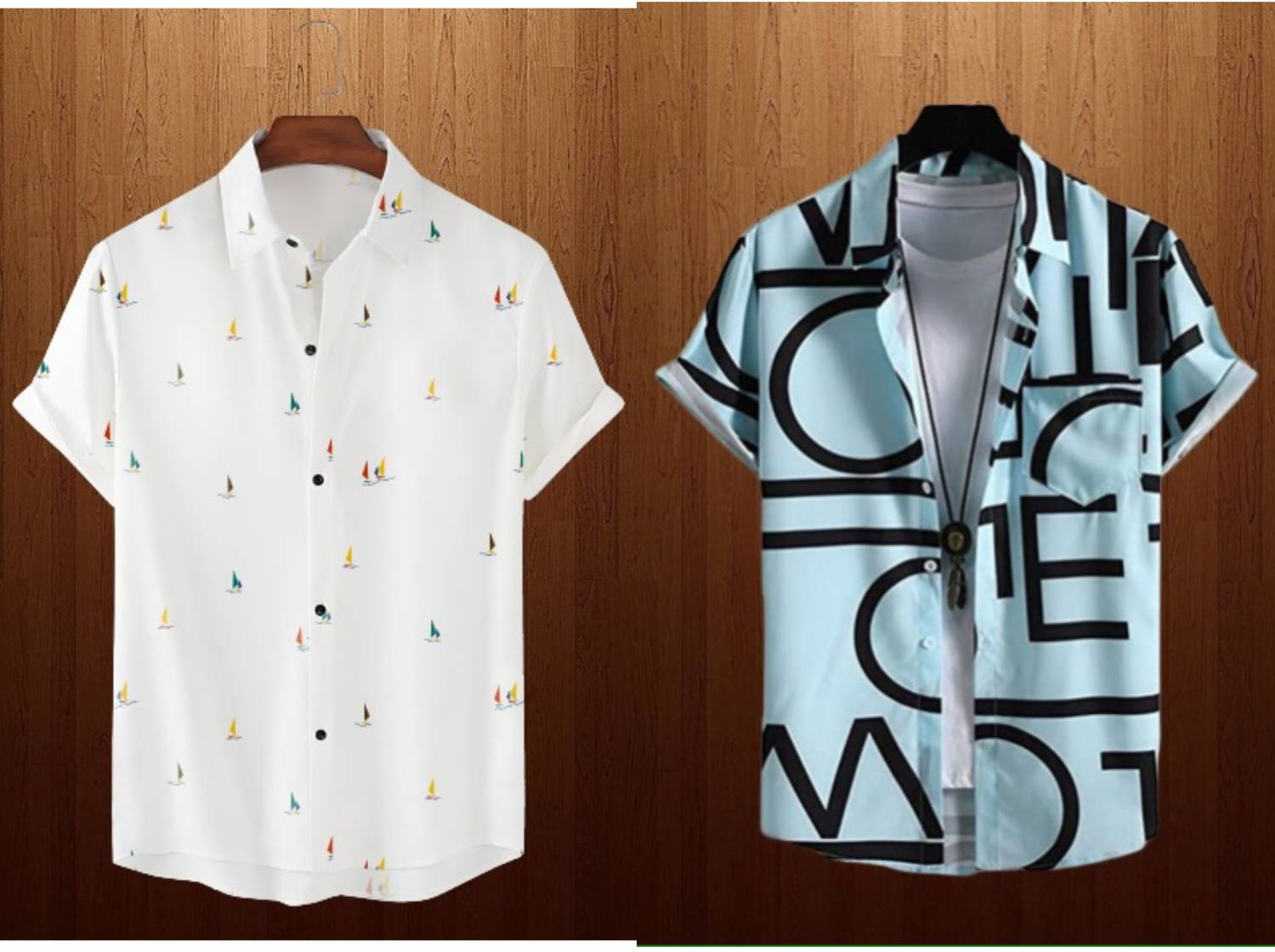 LEMBRIKA Men Printed Casual White, Light Blue Shirt