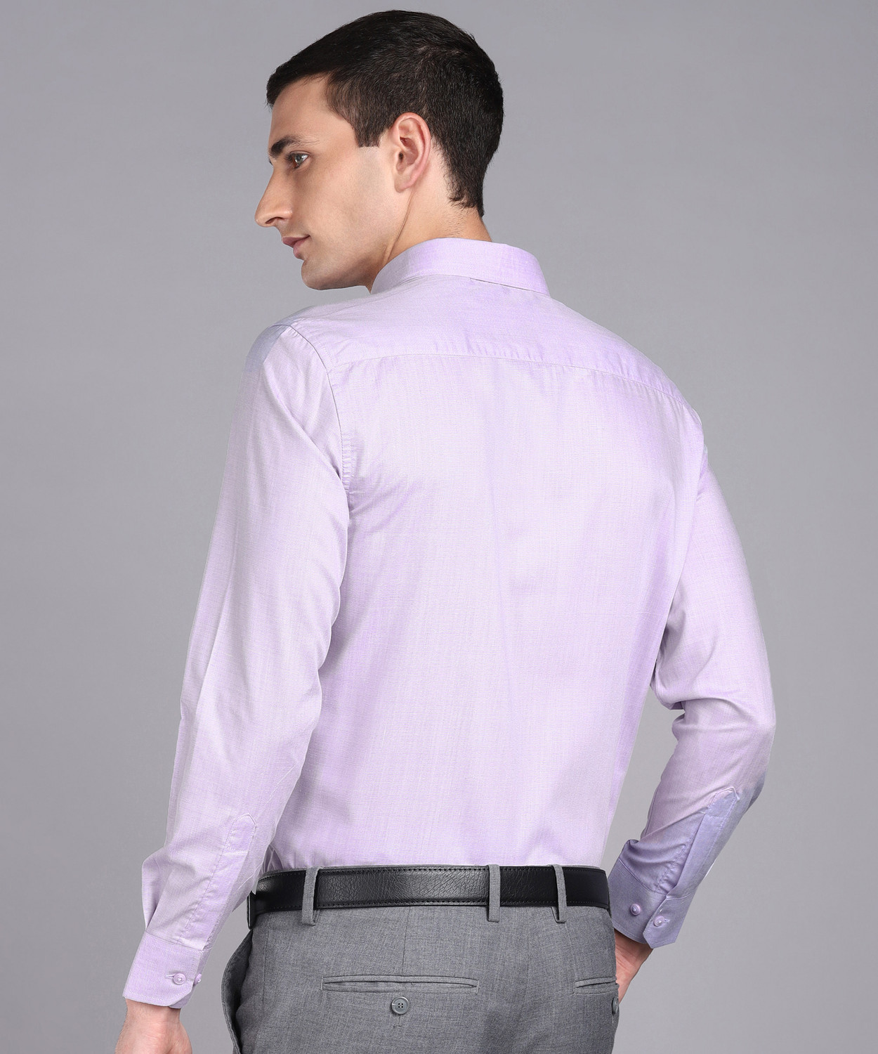 Image of SAM & JACK Men Self Design Formal Purple Shirt