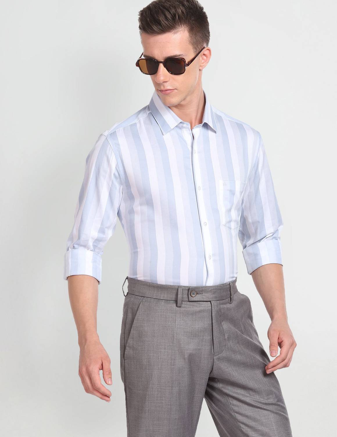 ARROW Men Striped Formal Pink Shirt